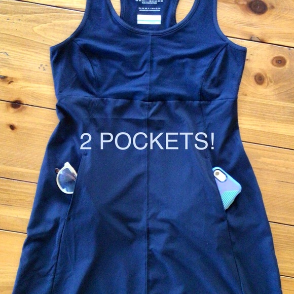 COLUMBIA, LIKE NEW! OMNI SHADE RACERBACK SUN PROTECTIVE SPORT DRESS BLACK - Picture 3 of 10